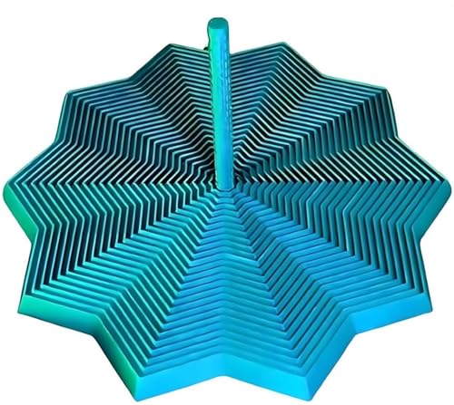 3D-Gedruckter Erweiterter Sensorischer Fidget-Stern, Erweiterbares Fraktales Fidget-Spielzeug, Sechseck Mit Griff, Buntes Wirbelndes Spiraldesign, Sternförmiger Fidget-Stern(Blue,M) von HUFENYU