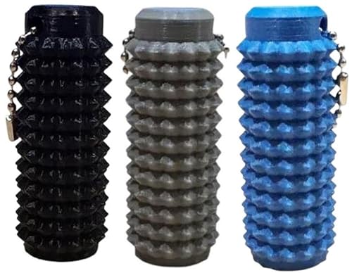HUFENYU 3 STÜCKE Little Ouchies Pain Fidget Spiky Grippie Stim Schlüsselanhänger Pain Stim Fidget Venting Schlüsselanhänger for Angst Linderung Positive(Black+Gray+Blue) von HUFENYU