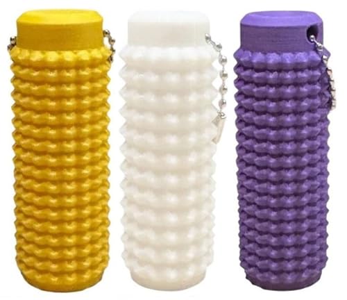 HUFENYU 3 STÜCKE Little Ouchies Pain Fidget Spiky Grippie Stim Schlüsselanhänger Pain Stim Fidget Venting Schlüsselanhänger for Angst Linderung Positive(Yellow+White+Purple) von HUFENYU