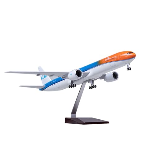 HUGGES 47cm Modellflugzeug für KLM Orange Pride Flugzeugmodell mit Rädern Simulation für Boeing 777 Ornament Geschenke von HUGGES