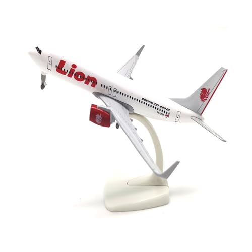 HUGGES Dekoriertes Flugzeugmodell, 7,87-Zoll-Tischdekoriertes Flugzeug für Lion Air für Boeing 737 1/200, Mikrolegierung, Rot von HUGGES