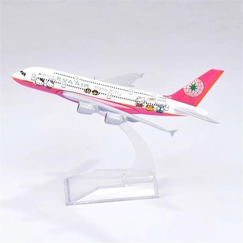 HUGGES Flugzeug Modell Legierung Simulation 14CM Für Eva Air Für Airbus A380 Simulation Gemalt Miniatur Schreibtisch Rosa Ornamente von HUGGES