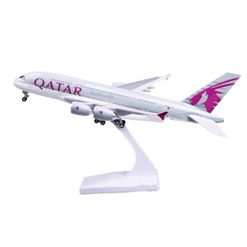 HUGGES Flugzeugmodell, 11,8 Zoll langes Tabletop-Trim-Flugzeug für Airbus A380, für Qatar Airways, Nachbildung eines Miniatur-Passagierflugzeugs von HUGGES