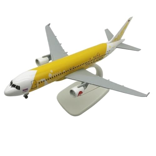 HUGGES Flugzeugmodell, Miniatur-Simulation, Desktop-Dekoration, Legierung, 20 cm, für Thai Airways, für Airbus A320, statisches Modell mit Rädern, Gelb von HUGGES