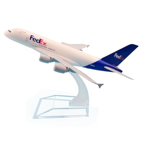 HUGGES Flugzeugmodell 16 cm Dekoration für FedEx Airlines für Airbus A380 Legierung Simulation Miniaturflugzeug von HUGGES