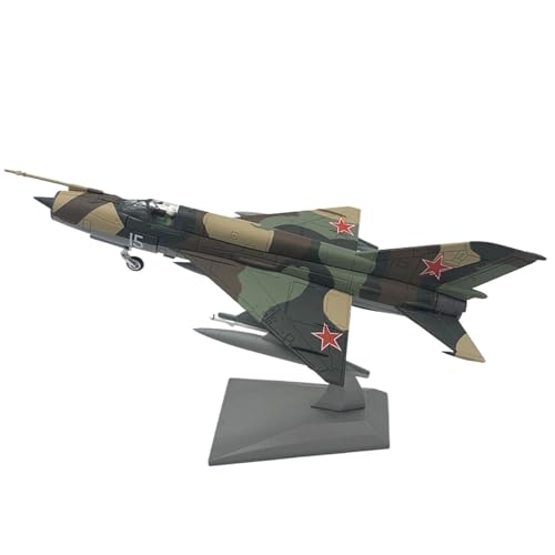 HUGGES Fotokopie-Flugzeugmodell im Maßstab 1:72 für MIG 21-Kampfflugzeug, Legierung fertig, 22 cm, statische Miniatur-Schreibtischdekoration von HUGGES