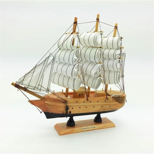 HUGGES Holzboot-Modelldekoration, 23 cm, Segelboot, Holzboot für Zuhause, Büro, Desktop-Dekoration, Strandboot-Dekoration von HUGGES
