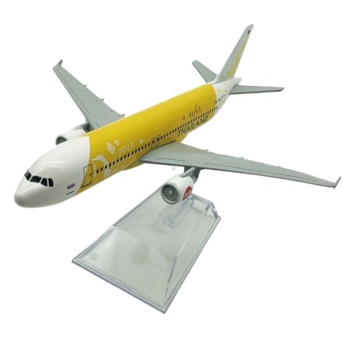HUGGES Kopieren Sie Flugzeugmodell, dekorative Miniaturlegierung, 16 cm, für Thai Airways, für Airbus A320, Ornament, Basteln, Gelb von HUGGES