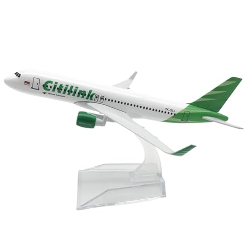 HUGGES Kopieren Sie Flugzeugmodell, dekoratives Miniatur-Legierungsornament, 16 cm, für Indonesien, Liancheng Airlines, für Airbus A320, Kunsthandwerk, Grün von HUGGES