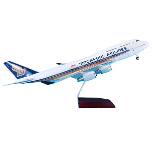 HUGGES Kopierflugzeug, 47 cm, dekorativer Schreibtisch, Büro mit Rädern für Boeing B747-400, für Singapore Airlines, Kunstharz, ABS, Miniaturmaßstab 1:150, Flugzeugmodell von HUGGES