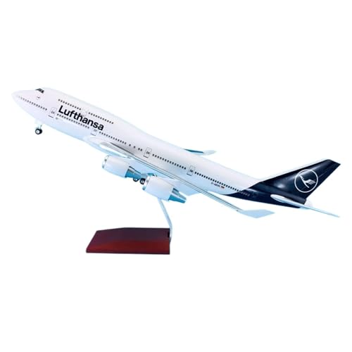 HUGGES Miniatur-Display-Flugzeugmodell, 47 cm, Flugzeug mit Rädern für Boeing B747-400, für Lufthansa-Flugzeugmodell, Kunstharzmaterial, Maßstab 1:150 von HUGGES