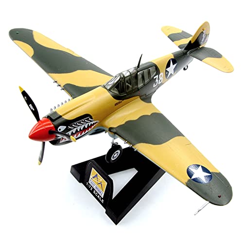 HUGGES Modellflugzeug aus Mini-Kunststofflegierung für den Air Force P-40E Tomahawk-Jäger Flying Tigers, fertige 13 cm große dekorative Ornamente, Flugzeugmodell 1/72 von HUGGES