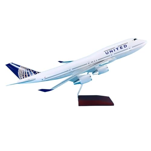 HUGGES Nachbildung von Flugzeugdekorationen, 47 cm, für Boeing B747-400, für United Airlines, Miniatur-Harz, ABS, Desktop-Dekoration, Flugzeugmodell von HUGGES