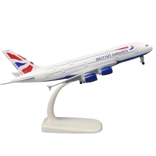 HUGGES Passagierflugzeug-Modell aus Metall, 20 cm, 1:400, für die British Airways A380, Nachbildung eines Flugzeugmodells aus Metall, Geschenk für Jungen von HUGGES