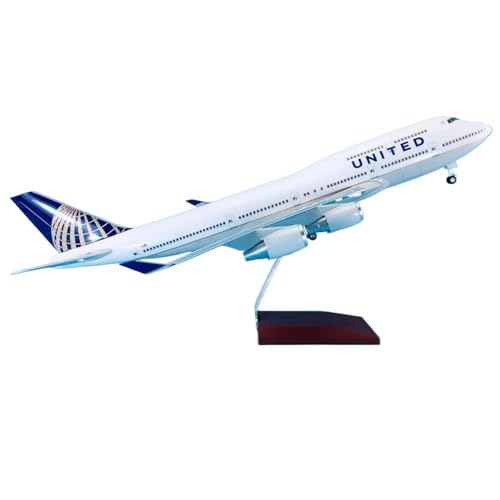 HUGGES Reproduktion Flugzeug Dekoration Schreibtisch 47 cm mit Rädern Flugzeug Flugzeuge für Boeing B747-400 für United Micro Resin ABS Flugzeugmodell von HUGGES