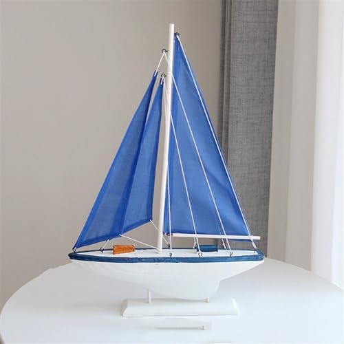 HUGGES Segelboot-Modell, Desktop-Gravur, Dekoration, Miniatur-Bastelboot, geeignet für Schreibtisch, 30 cm großes blaues Segelboot 1 von HUGGES