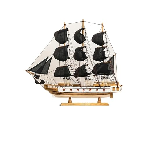 HUGGES Segelboot-Modell, Tischdekoration, kreativ, handgeschnitzt, für Büro, Heimdekoration, Souvenir, Veteranen, Abschlusssaison, schwarzes Segel, 50 cm von HUGGES