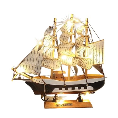 HUGGES Segelboot-Modell-Ornament, 7,87 Zoll, Miniatur-Boot, kreative Dekorationen, Persönlichkeit, Schnickschnack, fertig in Schwarz und Weiß von HUGGES