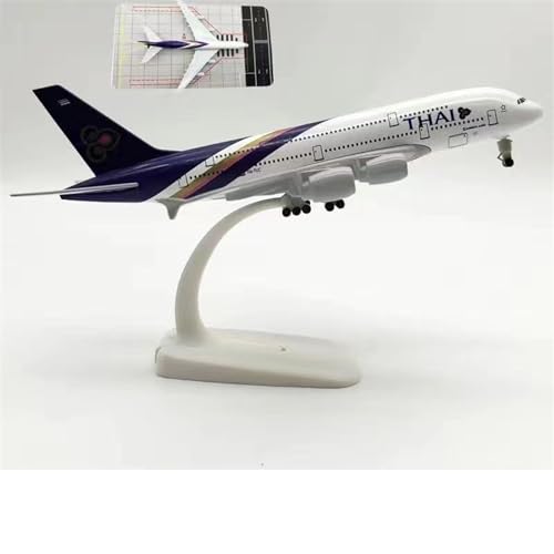 HUGGES Simulierte Flugzeugmodell-Dekoration für Boeing B747 für Thai Airways, Legierung, 18 cm, Miniatur-Ornament mit Parkschürze von HUGGES