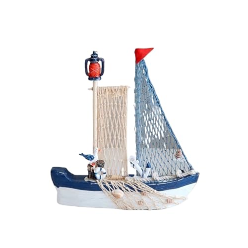 Segelboot-Modell, Tischdekoration mit Gravur aus Kunstharz, 23 cm, Mini-Bastelboot, verschönert die Atmosphäre der Schreibtischdekoration zu Hause von HUGGES