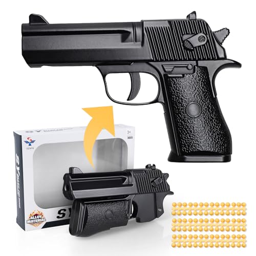 HUGMIE Spielzeug Pistole,Pistole Kinder Mit 84 Schuss,Klappbare Rollenspiel Polizei Toy Gun,Spielzeug ab 3 Jahren(Schwarz) von HUGMIE