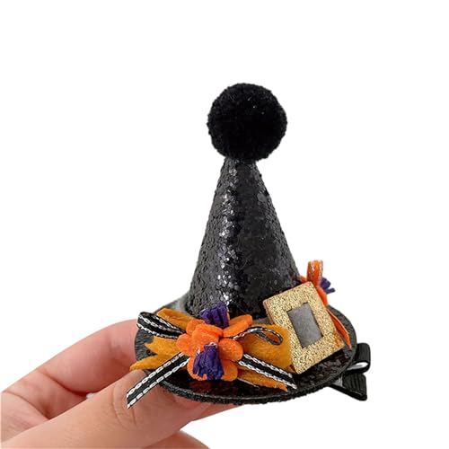 Halloween Kürbis Spitze Band Haarspange Glitzer Kegel Hut Maskerade Niedlich Starker Halt Kegel Hut Haarspangen Für Dicke von HUIFACAI