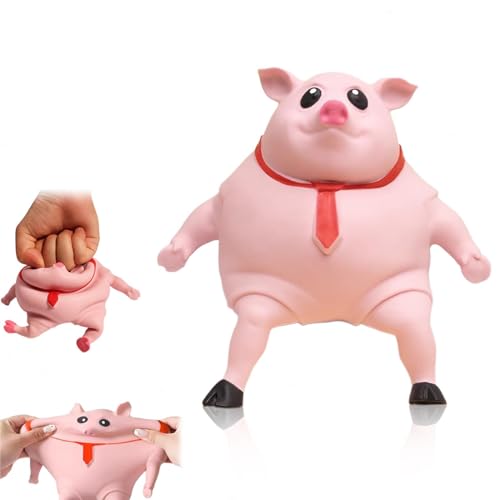 Pinks Squishy Pig Stress-Spielzeug, süßes Schweinchen, Quetschspielzeug, lustiges Schweinchen, Squishy-Spielzeug, Schweinchen-Stressball für Erwachsene und Kinder, um Ängste abzubauen und Stress von HUIIUH