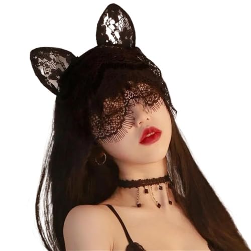 HUIJIQX Spitzen-Haarbänder mit Katzenohren, Schleier, Stirnbänder, schwarze Haarbänder, Augenmaske, Anime, Katze, Mädchen, Cosplay, Haarschmuck für Frauen und Mädchen, Weihnachten HUIJIQX Spitzen-Haarbänder mit Katzenohren, Schleier, Stirnbänder, schwarze Haarbänder, Augenmaske, Anime, Katze, Mädchen, Cosplay, Haarschmuck für Frauen und Mädchen, Weihnachten von HUIJIQX