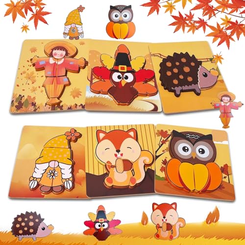 Herbst Steckpuzzle Holz Montessori,6 Stück Herbst Holzpuzzle für Kinder,Herbst Puzzle Lernspielzeug,Steckpuzzle Montessori Spielzeug,Herbst Basteln Kinder,Herbst Tier Bastelsets für Kinder Herbst Steckpuzzle Holz Montessori,6 Stück Herbst Holzpuzzle für Kinder,Herbst Puzzle Lernspielzeug,Steckpuzzle Montessori Spielzeug,Herbst Basteln Kinder,Herbst Tier Bastelsets für Kinder von HUIKUANGEU
