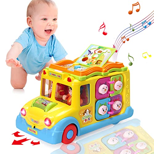 Baby Spielzeug ab 1 Jahr Pädagogisches Intellektuelles Bus Baby Spielzeug ab 12 18 Monate Tiergeräuschen/Musik/Bewegung Musikalischer Bus Kinderspielzeug ab 1 2 3 Jahre Mädchen Junge Geschenk von HUIYOKAY