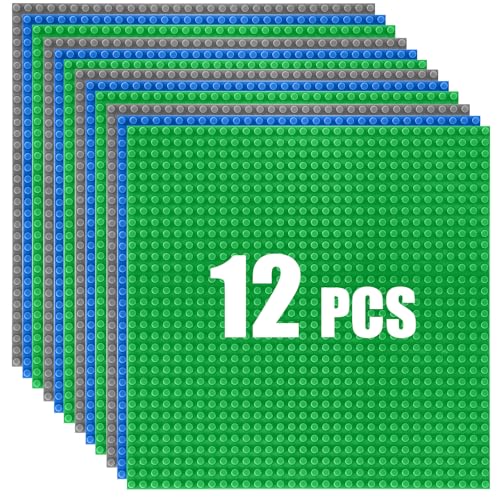 HUIZDQ 12 Stück Klassische Grundplatten für Bauklötze, 100% kompatibel mit Allen großen Marken, mit 32 X 32 Noppen, Grau/Grün/Blau HUIZDQ 12 Stück Klassische Grundplatten für Bauklötze, 100% kompatibel mit Allen großen Marken, mit 32 X 32 Noppen, Grau/Grün/Blau von HUIZDQ