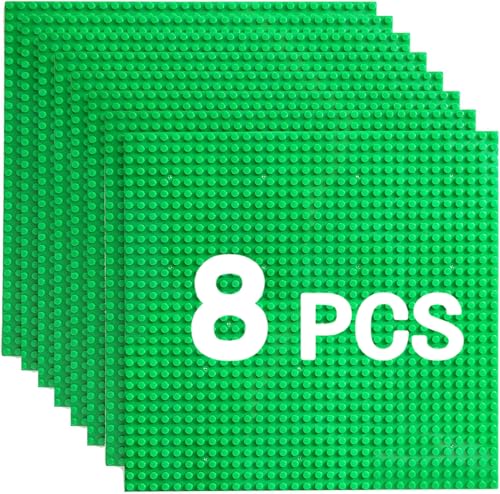 HUIZDQ 8 Stück Klassische Grundplatten für Bauklötze, 100% kompatibel mit Allen großen Marken, mit 32 X 32 Noppen, (Grün) von HUIZDQ