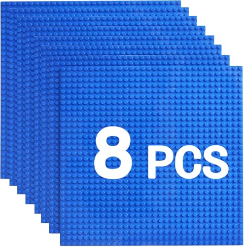 HUIZDQ 8 Stück Klassische Grundplatten für Bauklötze, 100% kompatibel mit Allen großen Marken, mit 32 X 32 Noppen, Blau von HUIZDQ