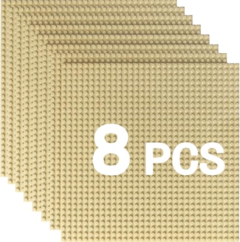 HUIZDQ 8 Stück Klassische Grundplatten für Bauklötze, 100% kompatibel mit Allen großen Marken, mit 32 X 32 Noppen, Sand HUIZDQ 8 Stück Klassische Grundplatten für Bauklötze, 100% kompatibel mit Allen großen Marken, mit 32 X 32 Noppen, Sand von HUIZDQ