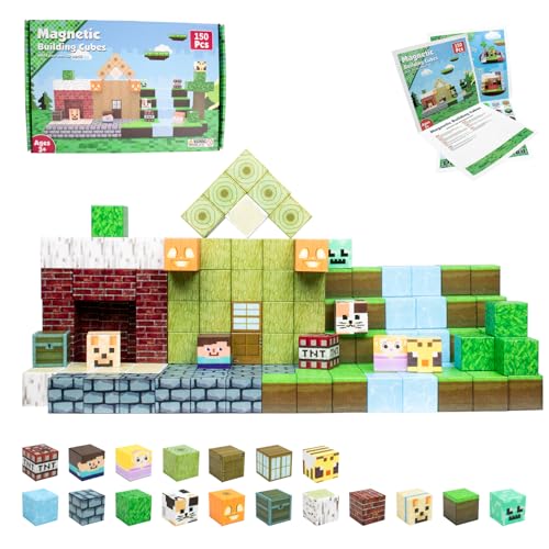 HUIZHOU Magnetbausteine Set 150teilig Dschungelmotiv – Magnetisches Bauspielzeug für Kinder 3-8 Jahre Fördert Kreativität & logisches Denken, Sicher für Jungen & Mädchen, Einfach zusammenzubauen von HUIZHOU