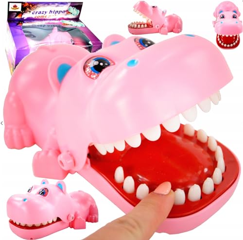 HUKITECH - Geschicklichkeitsspiel Wildes Nilpferd mit Zahnschmerzen beim Zahnarzt - Farbe Rosa von HUKITECH
