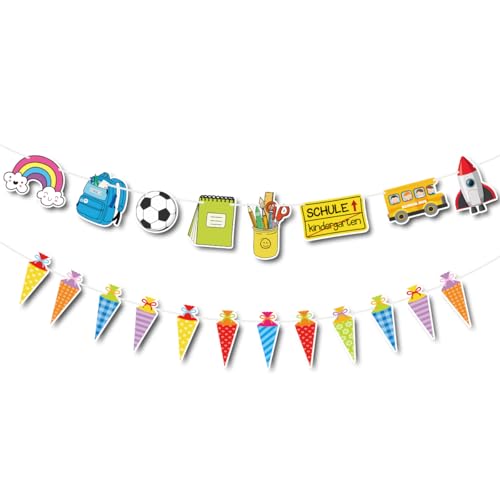HUKUMA Einschulung Deko,Schulkind Girlande Banner Bunt,Schulanfang Deko Banner Mädchen Jungen,Schulstart Dekoration Banner,Zuckertüten Girlande Deko,Zuckerdekor Einschulung HUKUMA Einschulung Deko,Schulkind Girlande Banner Bunt,Schulanfang Deko Banner Mädchen Jungen,Schulstart Dekoration Banner,Zuckertüten Girlande Deko,Zuckerdekor Einschulung von HUKUMA