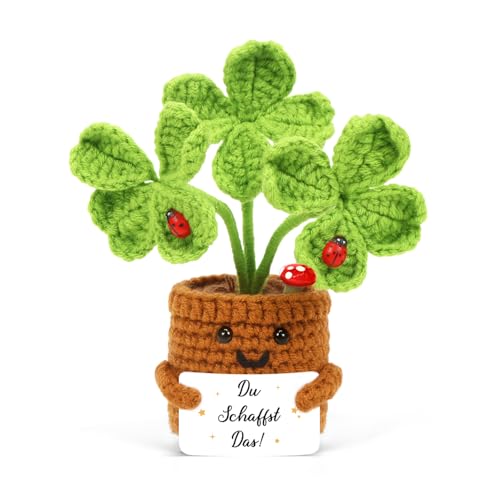 HUKUMA Glücksbringer Gestrickte Vierblättriges, Pocket Hug Positive Gehäkelte Blume, Häkelblumen Du schaffst das Geschenk, Kleines Dankeschön Positive Kartoffel, Geschenke für Freunde Kollegen HUKUMA Glücksbringer Gestrickte Vierblättriges, Pocket Hug Positive Gehäkelte Blume, Häkelblumen Du schaffst das Geschenk, Kleines Dankeschön Positive Kartoffel, Geschenke für Freunde Kollegen von HUKUMA