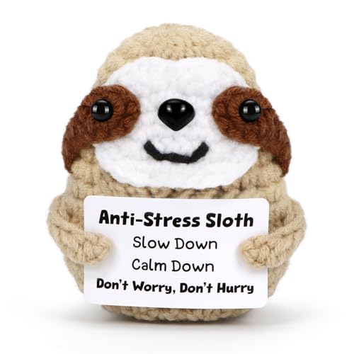 HUKUMA Positive Geschenke Faultier Kuscheltier,Gehäkeltes Emotional Support Geschenk,Inspirational Gifts,Stress Relief Gifts,Positive Crochet Animals,Pocket Hug Faultier Support Mental Health von HUKUMA