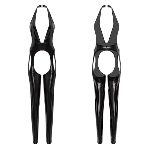 HULIJA Erwachsene Damen Nachtkleidung Exotische Kostüme Glänzendes Metall Solides Fluidum Rave Outfits Clubkleidung PVC Leder Wetlook Costume Teddy Black S HULIJA Erwachsene Damen Nachtkleidung Exotische Kostüme Glänzendes Metall Solides Fluidum Rave Outfits Clubkleidung PVC Leder Wetlook Costume Teddy Black S von HULIJA