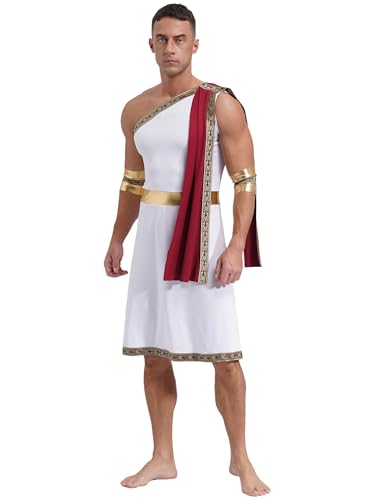 HULIJA Herren-Toga-Kostüm mit einem Träger, antikes griechisch-römisches Halloween-Cosplay-Kostüm zum Verkleiden Burgundy M von HULIJA