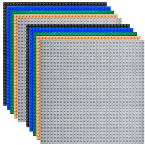 HUMOKI Platten-Set, 10 Stück Classic Bausteine Grundplatte 25.5x25.5 cm, mit 32x32 Noppen, Bauplatte Kompatibel mit Meisten Marken, Set Bauplatte Kompatibel,Quadratische Grundplatte,für Konstruktionen von HUMOKI