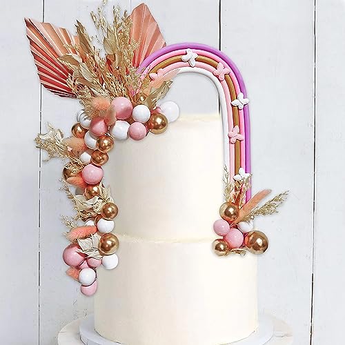 Hippie Boho Tortendeko Regenbogen Tortendeko Schaum Ball Torten Topper Boho Regenbogen Tortenstecker für DIY Hochzeit Geburtstag Mädchen Jungen von HUNCEY