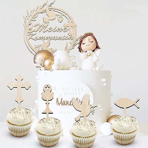 Cake Topper Meine Kommunion 5 Stück Holz Meine Taufe Kuchen Deko,Kuchen Topper Konfirmation Holz,First Holy Communion Cake Topper,Erstkommunion Kuchen Deko Junge Mädchen Cake Topper Meine Kommunion 5 Stück Holz Meine Taufe Kuchen Deko,Kuchen Topper Konfirmation Holz,First Holy Communion Cake Topper,Erstkommunion Kuchen Deko Junge Mädchen von HUNCEY