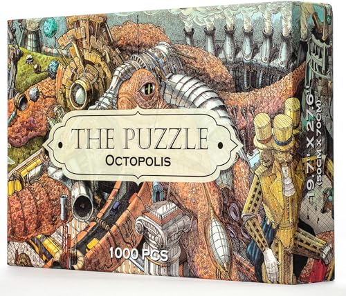 HUNGRY MINDS Octopolis Jigsaw Puzzle 1000 Teile für Erwachsene - Schwieriges und Herausforderndes Puzzle mit Einem Überraschenden Oktopus-Motiv von HUNGRY MINDS