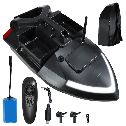 HUNKING RC Köderboot mit 3 Boxen, Surf-Angelboot mit 2 kg Tragfähigkeit, Motorsystem und Dual-Akku für Langstrecken-Köder, 12000 mAh Akku, Köderboote c HUNKING RC Köderboot mit 3 Boxen, Surf-Angelboot mit 2 kg Tragfähigkeit, Motorsystem und Dual-Akku für Langstrecken-Köder, 12000 mAh Akku, Köderboote c von HUNKING