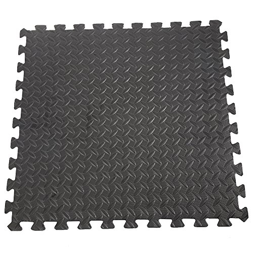 Alfombra von Goma Eva - Esterilla Puzzle 6 Piezas Negras Grabadas - Piezas - Alfombra Baldosa Antideslizante Protector de Suelo, Gimnasio, Fitness, Yoga, Piscina-6 Pezzi - Motivo a Foglie von HUOLE