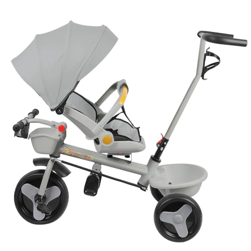 Dreirad für Kinder, Spielzeug, Sport, Outdoor, 4-in-1, Dreirad für Kinder, 2-4 Jahre, Balance-Fahrrad für Kleinkinder, mit Schiebegriff, 100 x 75 x 50 cm, Grau Dreirad für Kinder, Spielzeug, Sport, Outdoor, 4-in-1, Dreirad für Kinder, 2-4 Jahre, Balance-Fahrrad für Kleinkinder, mit Schiebegriff, 100 x 75 x 50 cm, Grau von HUOLE