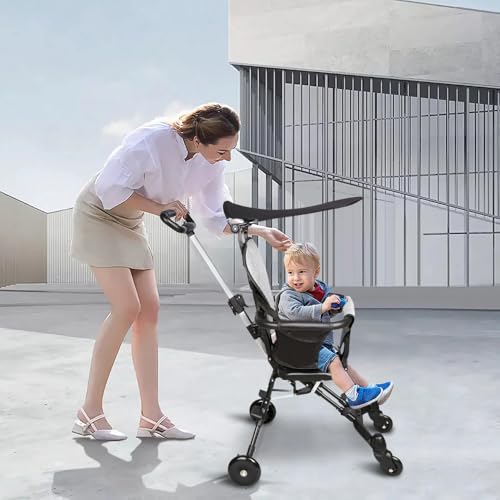 Dreirad für Kinder, mitwachsend, mit umkehrbarem Sitz, Dreirad, Kinderfahrrad, neigbare Rückenlehne, geräuscharme Räder und Sonnenblende, faltbar, abnehmbar, Kinderwagen, 30 x 55 x 86,5 cm, Grau + Dreirad für Kinder, mitwachsend, mit umkehrbarem Sitz, Dreirad, Kinderfahrrad, neigbare Rückenlehne, geräuscharme Räder und Sonnenblende, faltbar, abnehmbar, Kinderwagen, 30 x 55 x 86,5 cm, Grau + von HUOLE