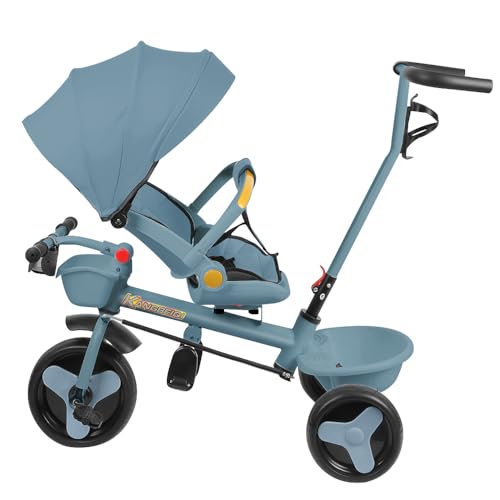 Dreirad für Kinder, mitwachsend, mit umkehrbarem Sitz, Dreirad, Kinderfahrrad, neigbare Rückenlehne, leise Rollen und Sonnenblende, faltbar, abnehmbar, Kinderwagen, Dreirad, mit Pedal, 100 x 75 x 50 Dreirad für Kinder, mitwachsend, mit umkehrbarem Sitz, Dreirad, Kinderfahrrad, neigbare Rückenlehne, leise Rollen und Sonnenblende, faltbar, abnehmbar, Kinderwagen, Dreirad, mit Pedal, 100 x 75 x 50 von HUOLE